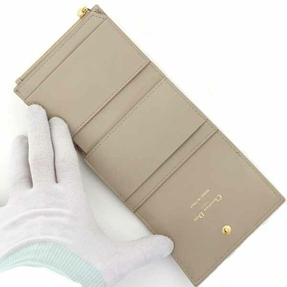 DIOR Beige Lambskin Leather Wallet - Picture 4 of 6